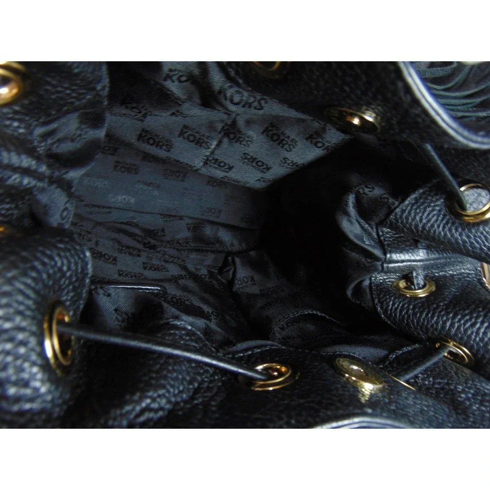 Michael Kors Suri Bucket Purse Black Leather Drawstring Tassel Chain‎ Strap
